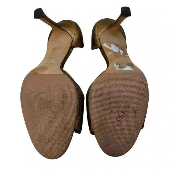 Manolo Blahnik Bronze Metallic Open Toe‎ D'Orsay Heels Signature 38.5 EU 8.5 US - Picture 5 of 8